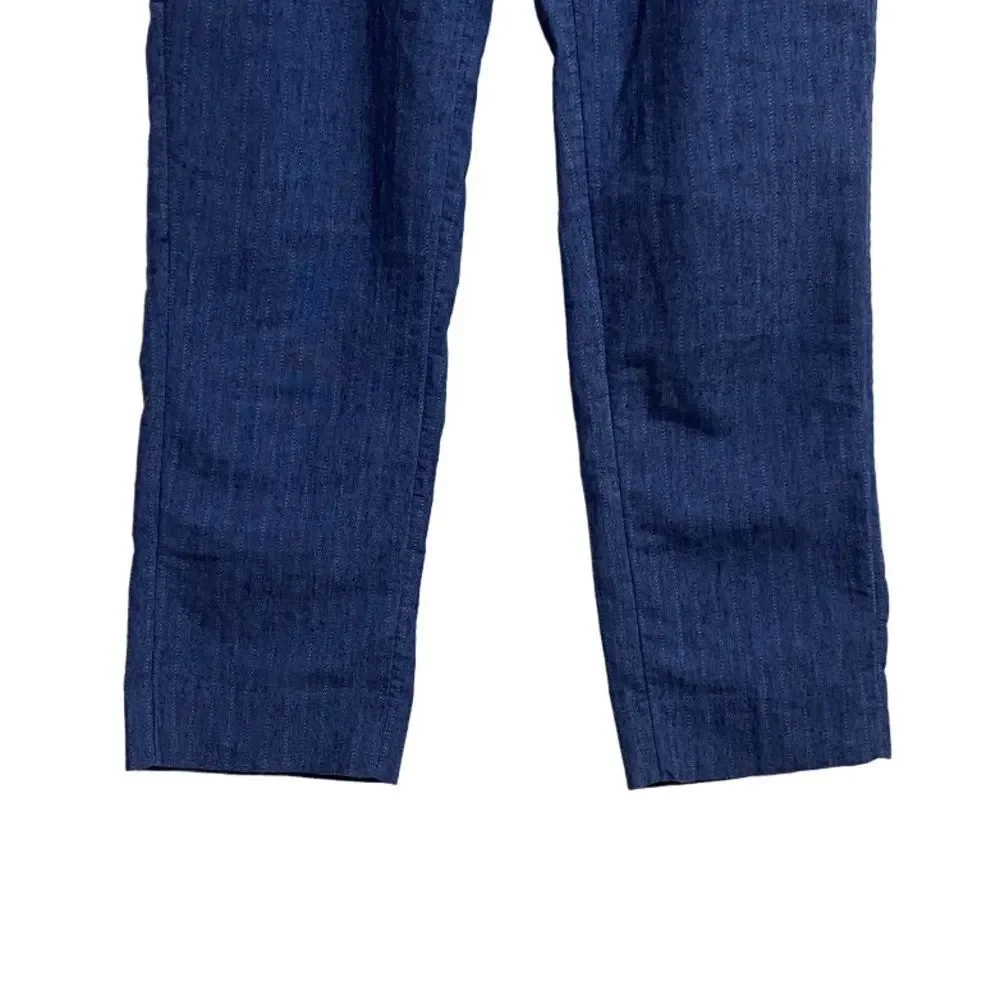 Banana Republic Avery Fit Tie-Waist Pinstripe Pants Women 0P Blue Cropped Soft